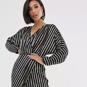 NEW! ASOS EMBELLISHED MID DRESS BATWIG SLEEVE SIZE US 10